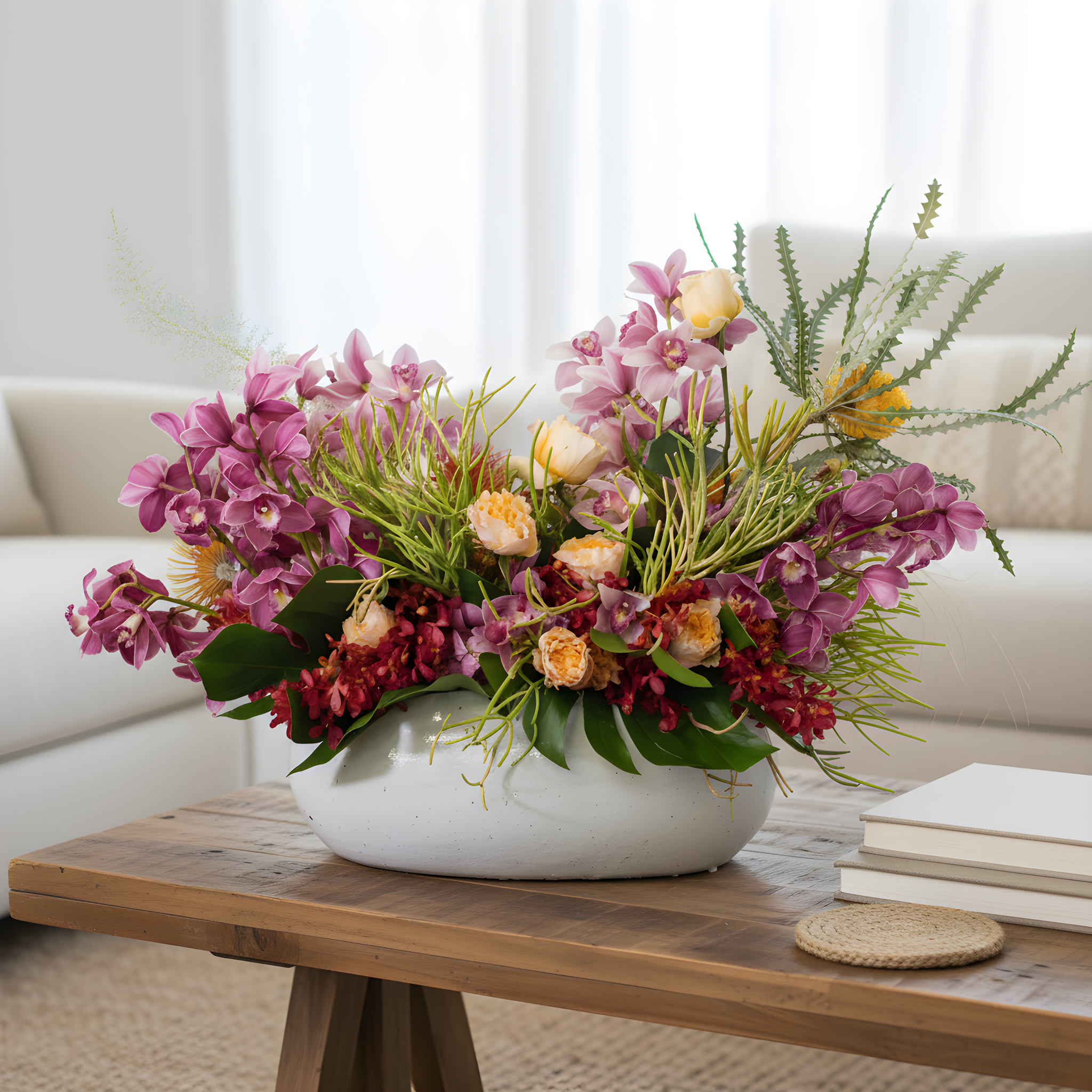 Vivid Orchids arrangement | Beverly Hills Florist