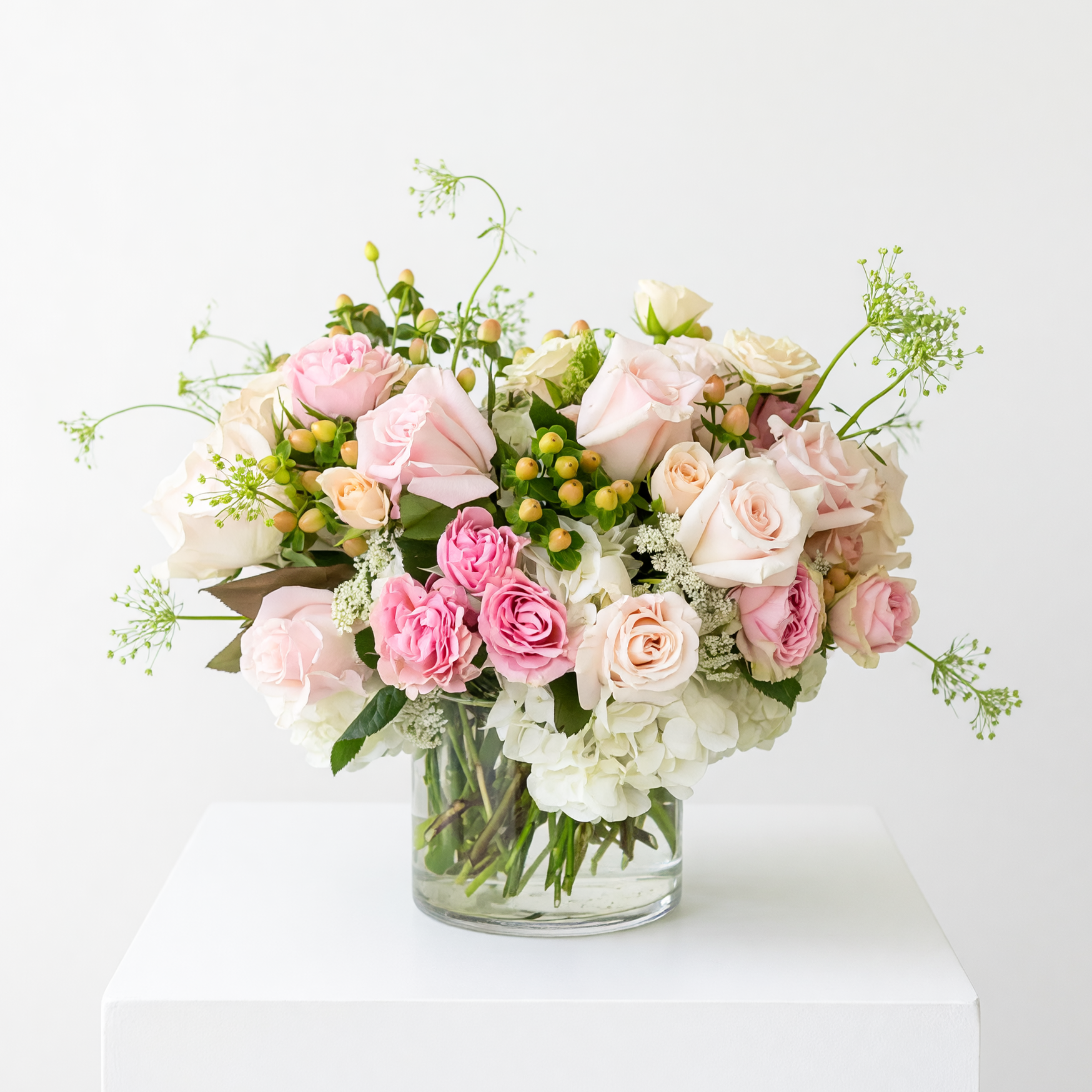 Designer's Choice soft and blush roses arrangement | Beverly Hills Florist