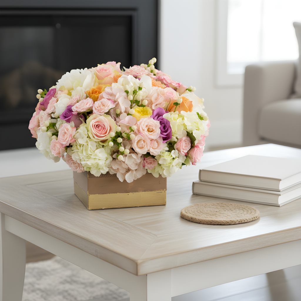 Pastel Perfection pastel rose and hydrangea arrangement | Beverly Hills Florist