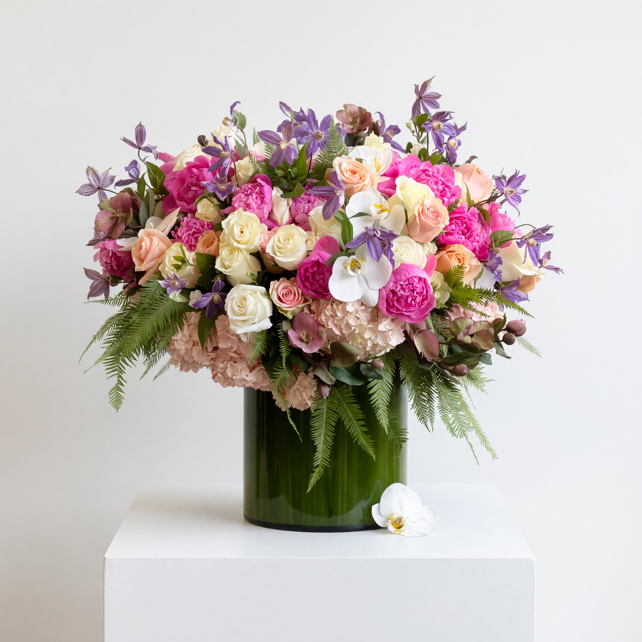 Blooming arrangement with peonies, roses, orchids, and hydrangeas | Beverly Hills Florist