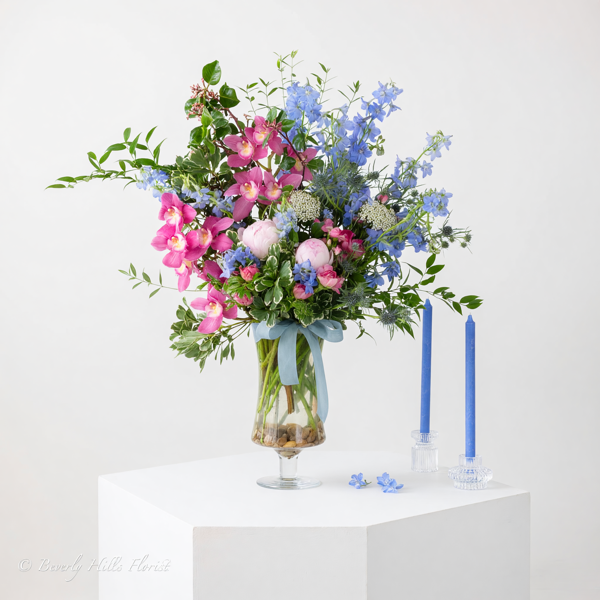 A Floral Tale of Love and Beauty with pink cymbidium orchids | Beverly Hills Florist