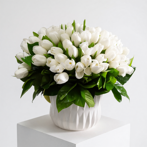 100 tulips in bloom arrangement | Beverly Hills Florist