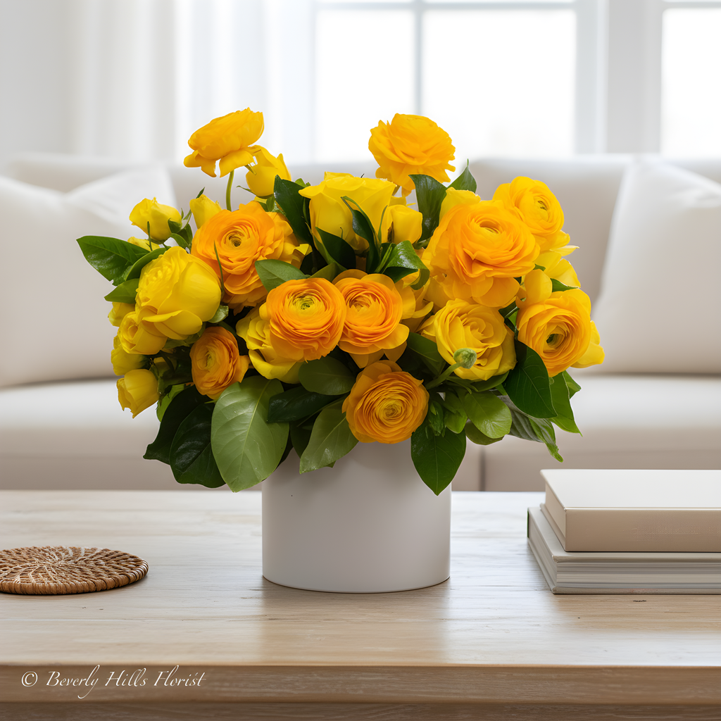 Golden flowers arrangement | Beverly Hills Florist