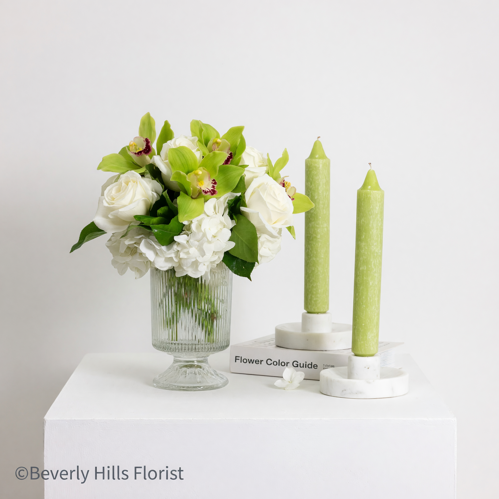 Designer's Choice white and green floral arrangement | Beverly Hills Florist