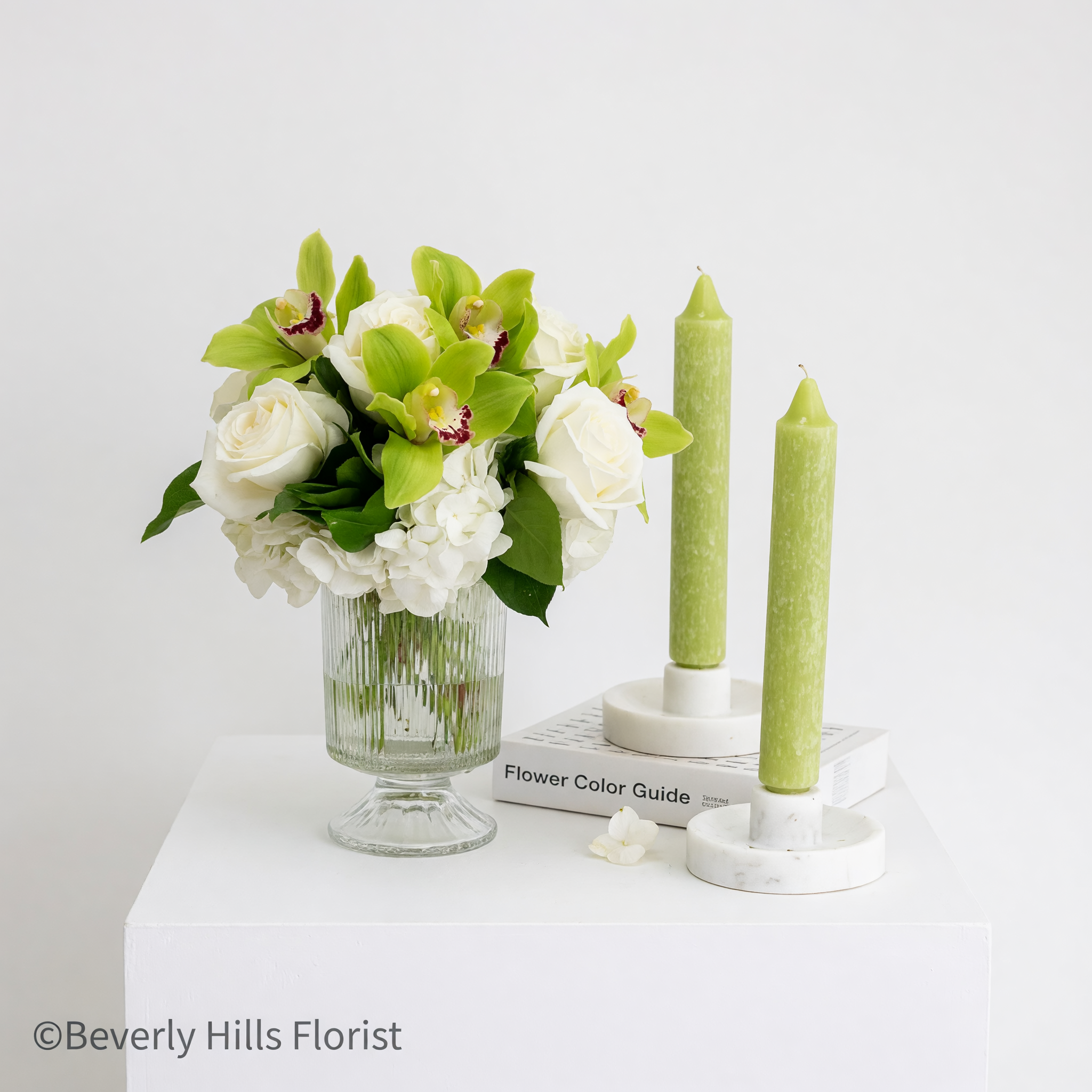 Designer's Choice white and green floral arrangement | Beverly Hills Florist