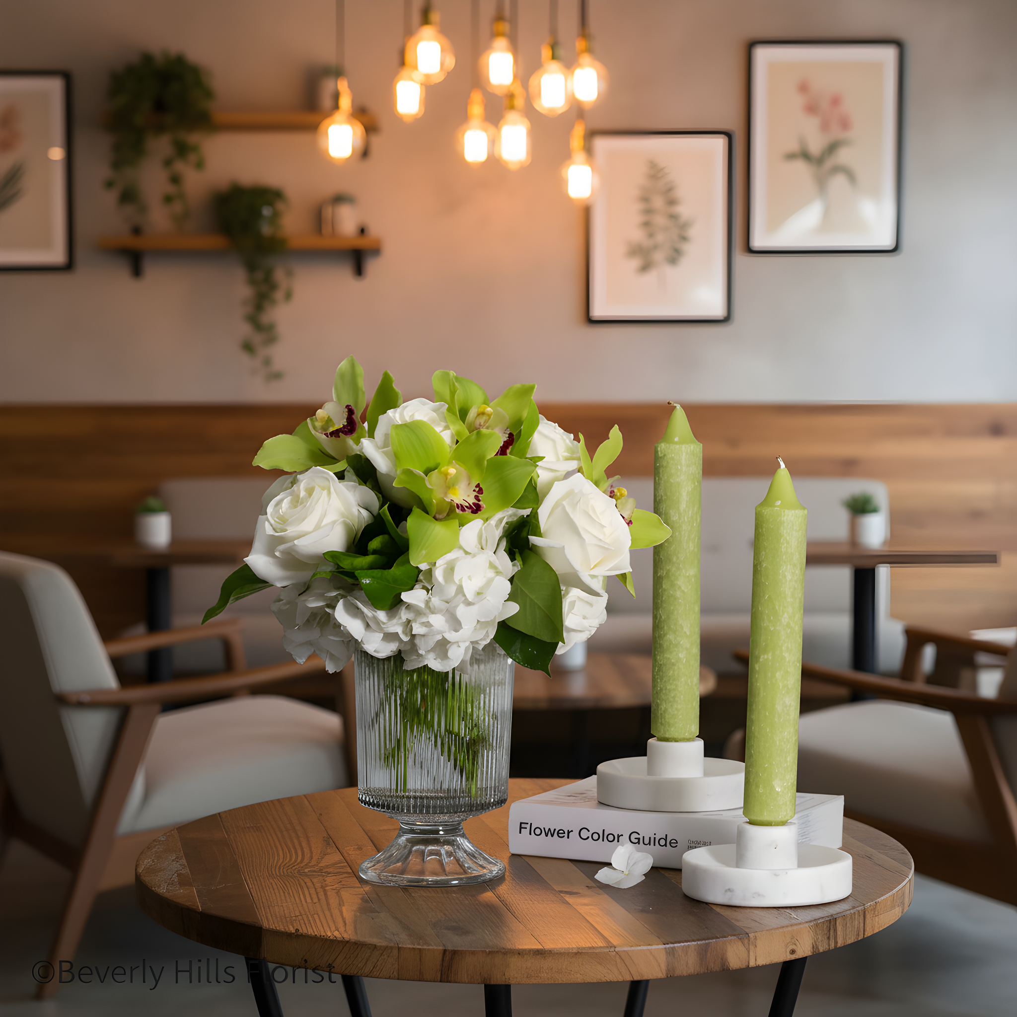 Designer's Choice white and green floral arrangement | Beverly Hills Florist