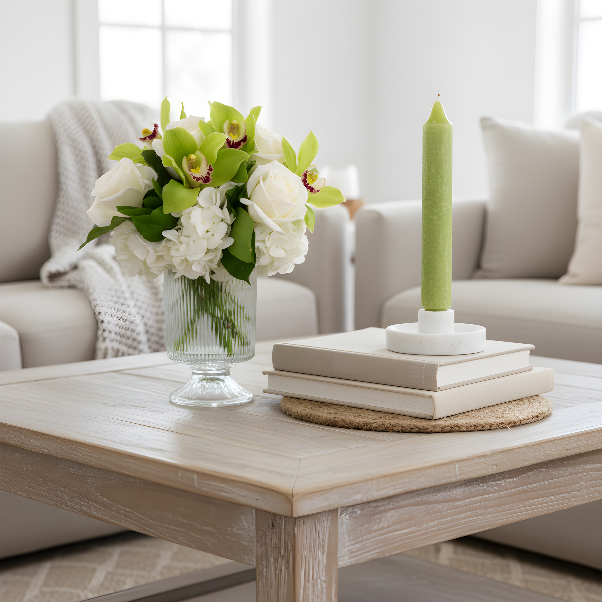Designer's Choice white and green floral arrangement | Beverly Hills Florist