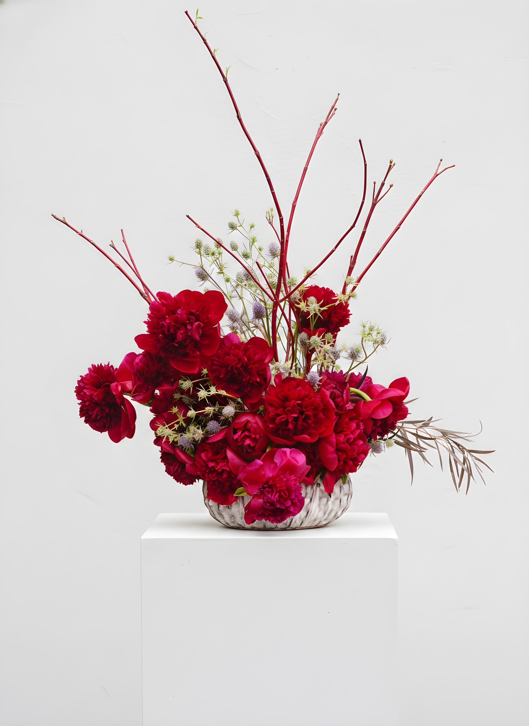 Burgundy Peonies — deep red peony arrangement | Beverly Hills Florist