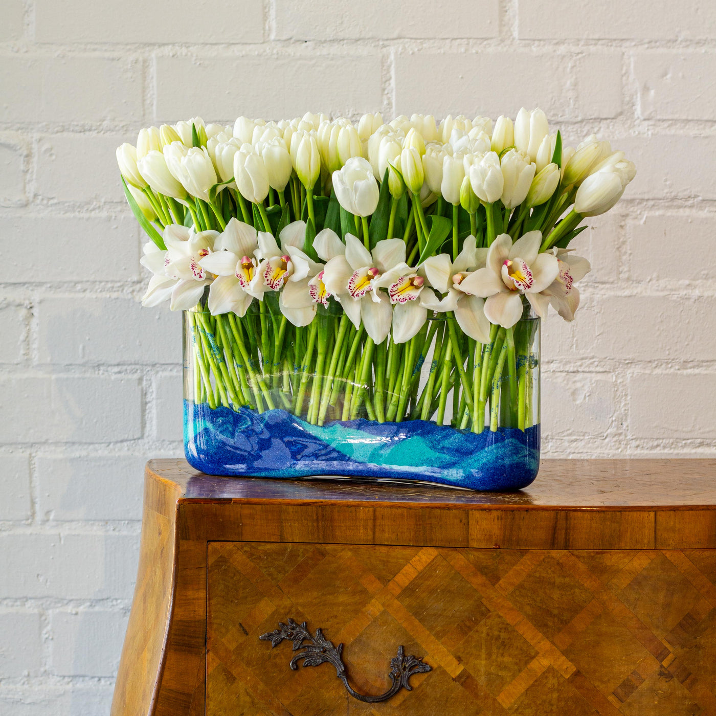 White Goddess - 150 White Tulips and Orchids