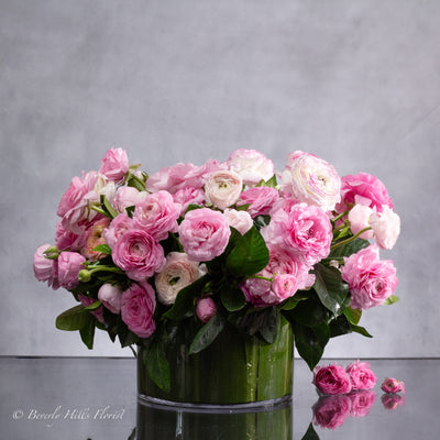 Modern Romance: Pink Ranunculus in a Cylinder of Grace
