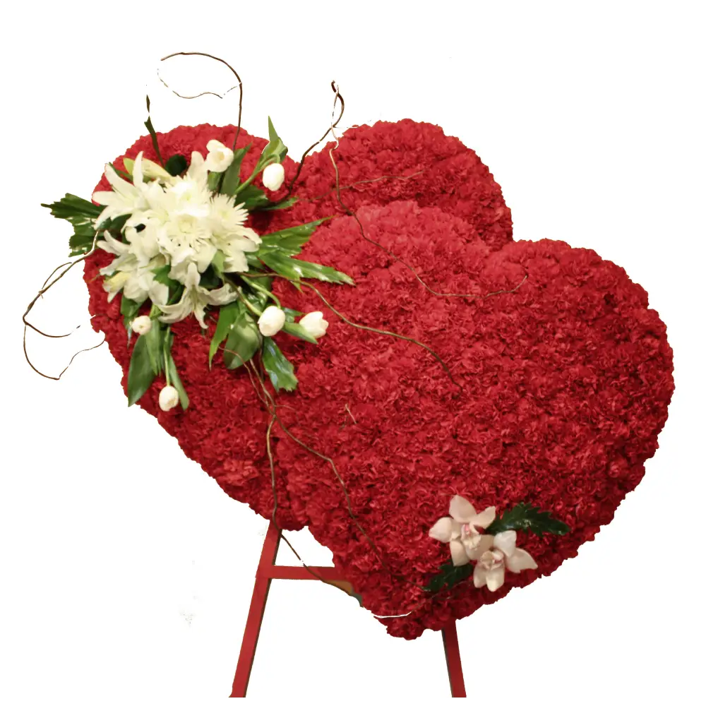 Funeral Double Heart - beverlyhillsflorist