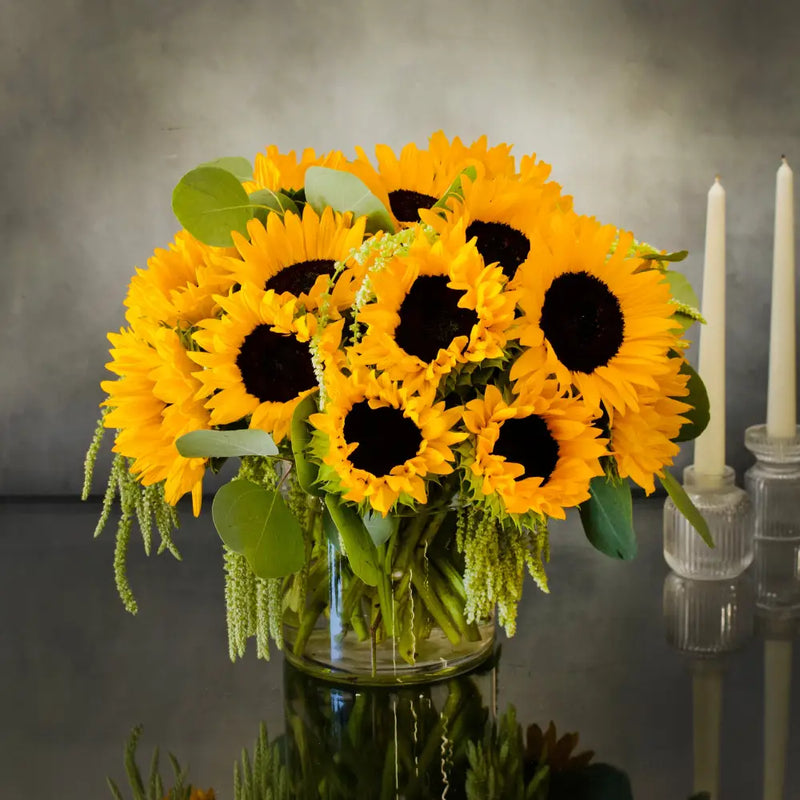 Here Comes The Sun yellow arrangement | Beverly Hills Florist