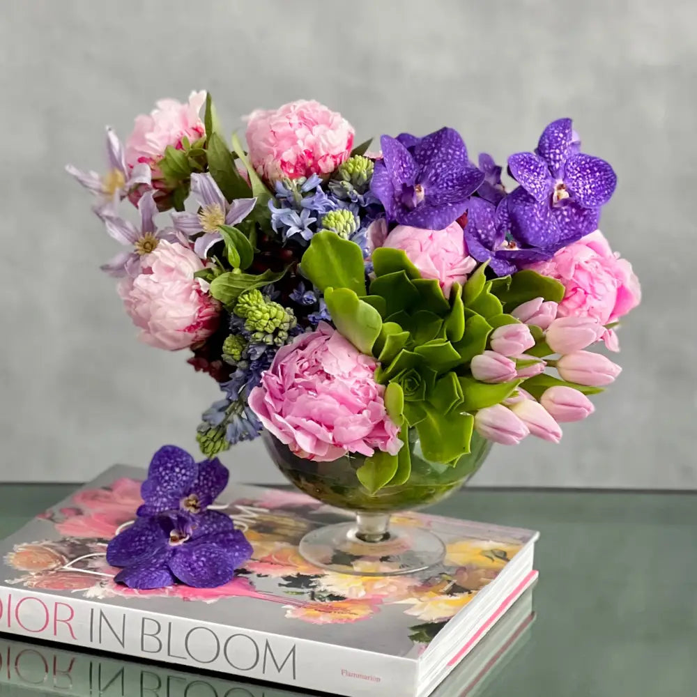 Peonies and Vanda Bowl - beverlyhillsflorist