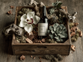 The Cabernet Crate red wine and orchid rustic gift crate
