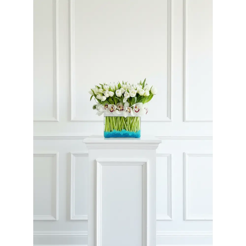 White Goddess - White Tulips and Orchids - Flowers
