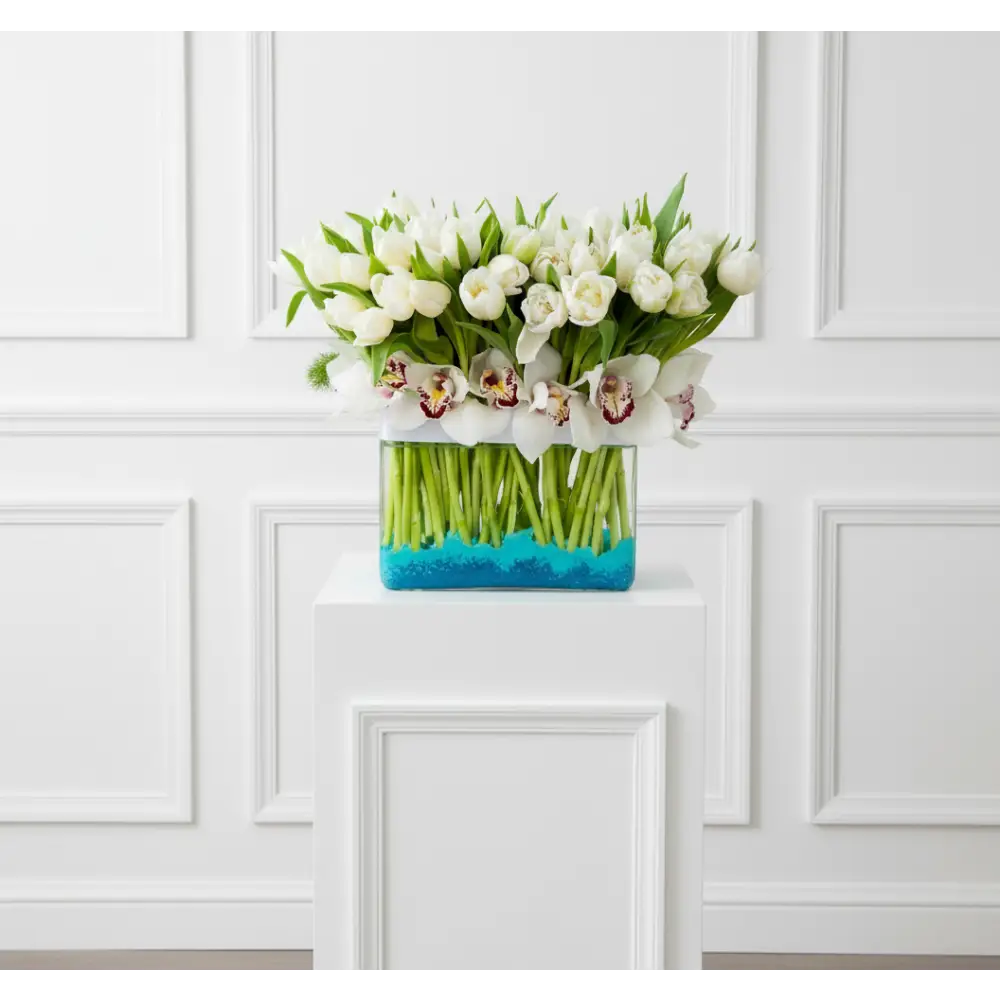 White Goddess - White Tulips and Orchids - Flowers