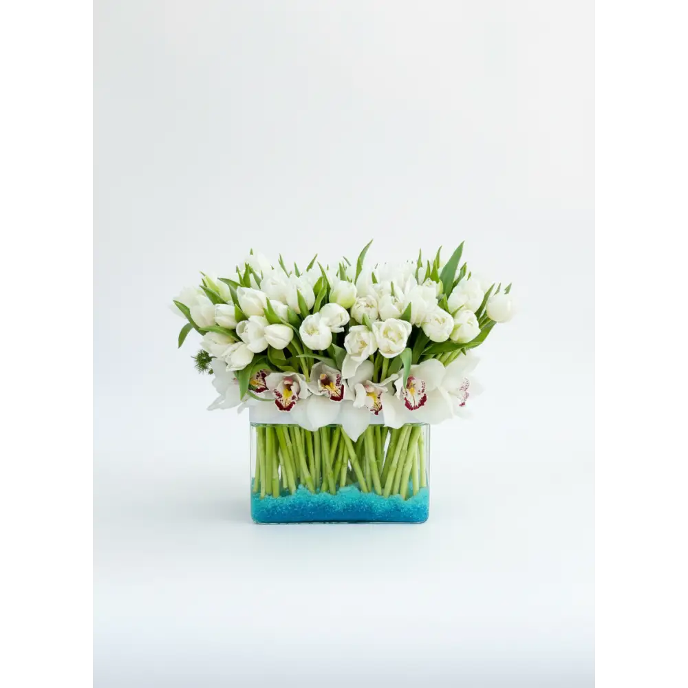 White Goddess - White Tulips and Orchids - Flowers