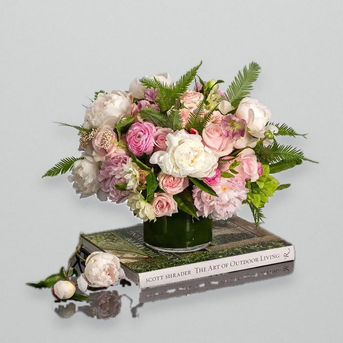 White Peony and Pink Rose Ensemble | Beverly Hills Florist
