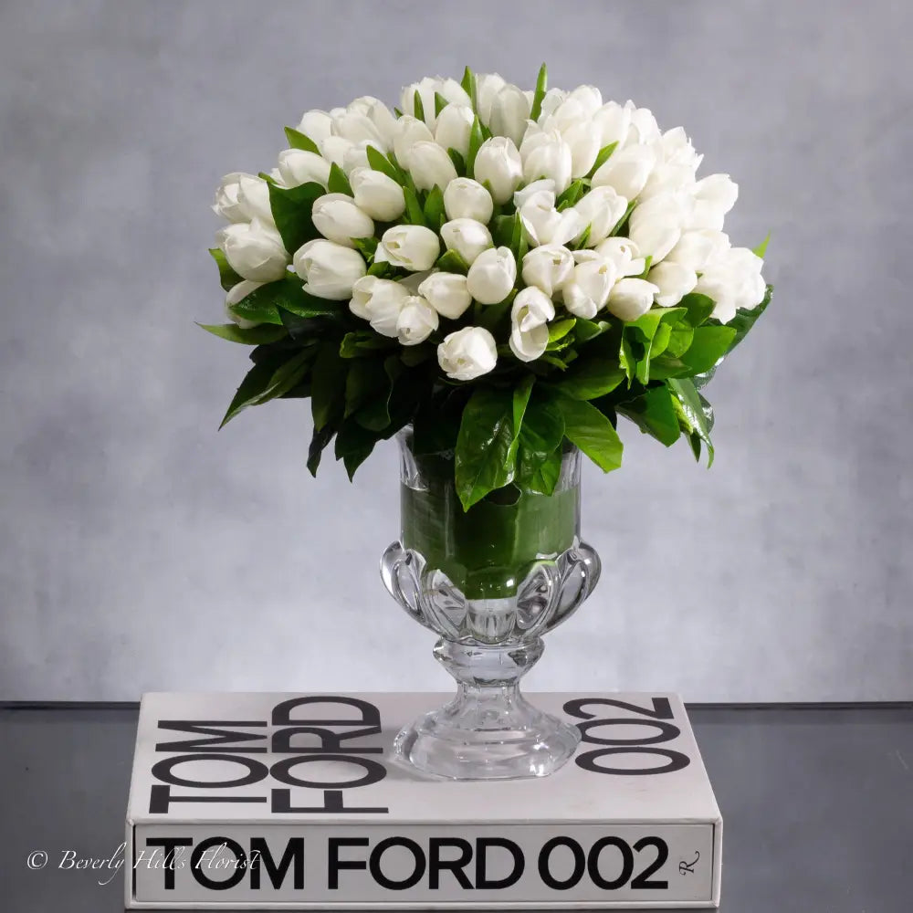 White Tulips in Crystal Splendor - beverlyhillsflorist
