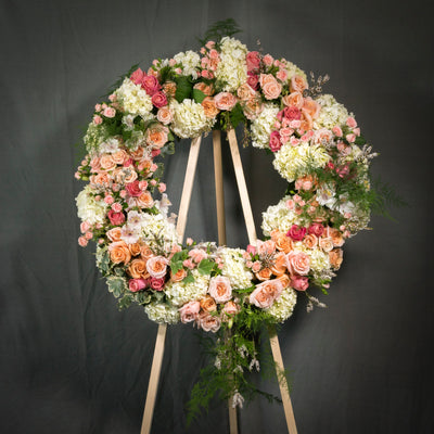 Pastel Funeral Wreath - beverlyhillsflorist