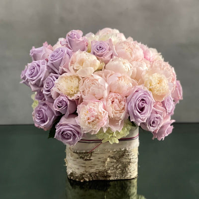 Bring thoughts of joy and excitement to your loved one with this pastel extravaganza, perfect for any occasion. Beverly Hills Florist presents same day delivery for our Peony Perfect! Arranged with only the freshest flowers, this bouquet makes a beautiful addition to any celebration. Our talented floral designer will hand-craft this masterpiece, carefully arranging blush Peonies and Lavender roses into a truly stunning display. Birthday flowers, Thinking of you flowers, congratulations flowers
