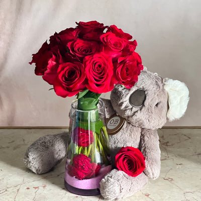 Valentines Day Flowers, Same Day Delivery, Beverly Hills Florist, Red Roses, Dozen Red Roses, Stuffedf Animal, Love and Romance Flowers, Just Because, Thinking Of You Flowers