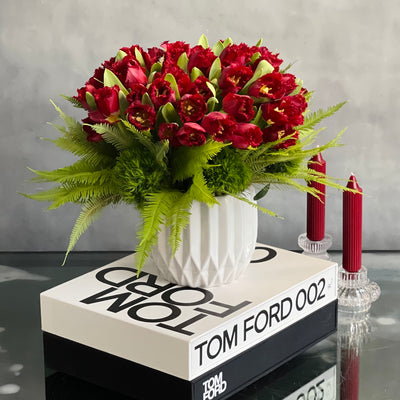 Red Tulips, Same Day Delivery, Modern Tulip Arrangement, Beverly Hills Florist, Valentines day flowers, Birthday flowers, Love and romance flowers, Just Because Flowers