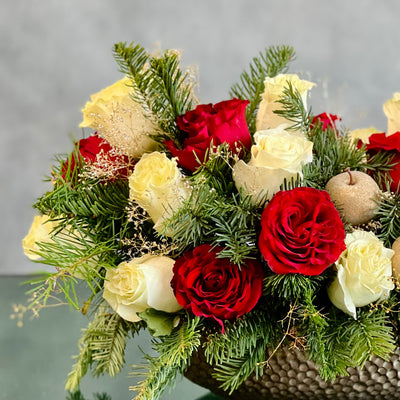 Red and White Holiday Centerpiece - beverlyhillsflorist