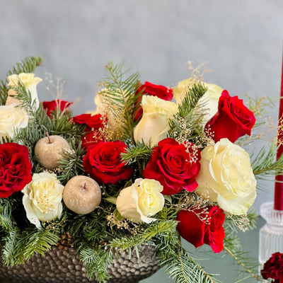 Red and White Holiday Centerpiece - beverlyhillsflorist